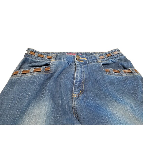 Solo Wide Leg Jeans Women Size 10 Medium Blue Wash Vintage Stretch Denim (32×32) - Picture 2 of 5